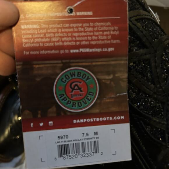 Laredo Eternity Studded Glitter Square Toe Cowboy Boot Black 5970 Women 7.5 NWB - Picture 11 of 11